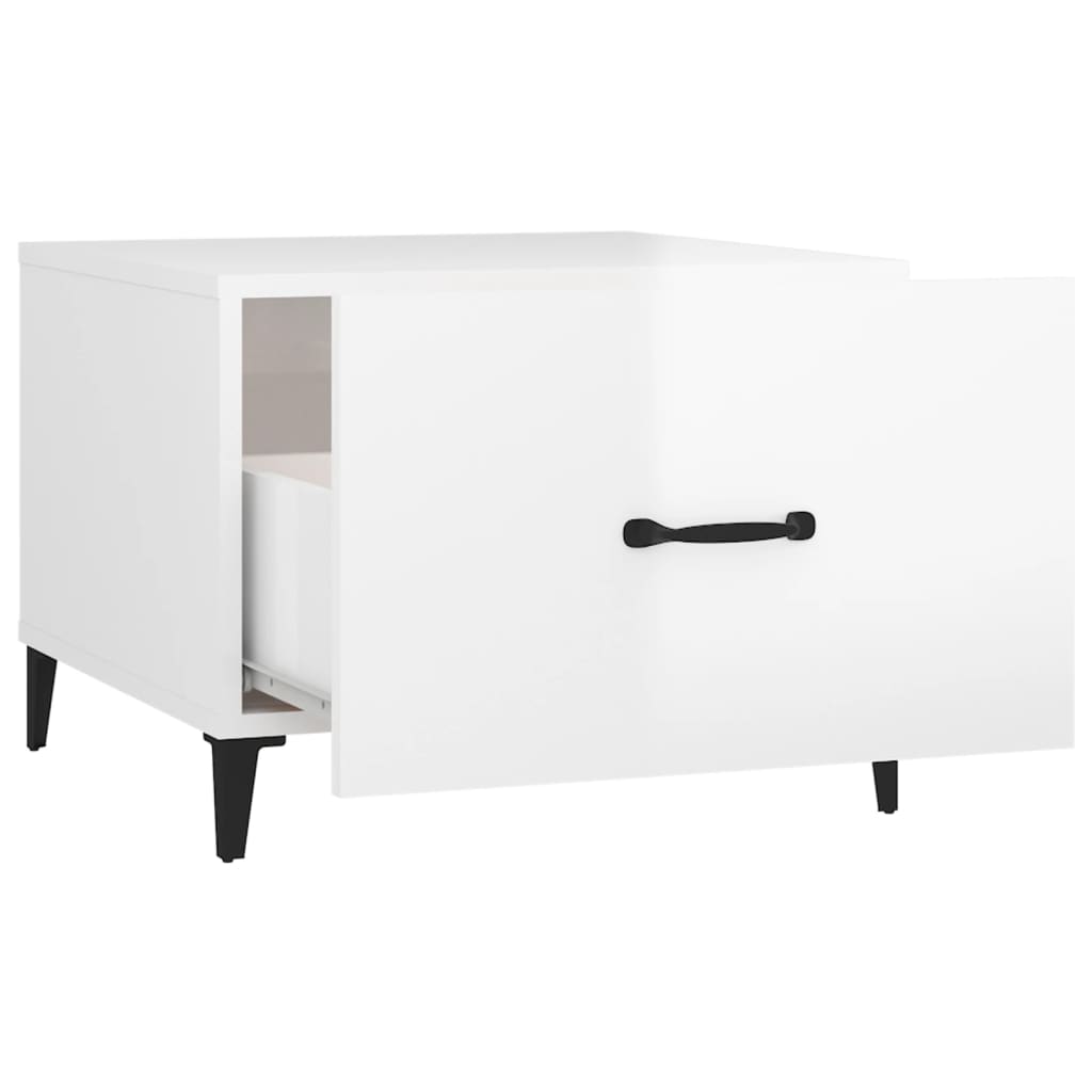 Table basse avec pieds en métal Blanc brillant 50x50x40 cm - Tables basses