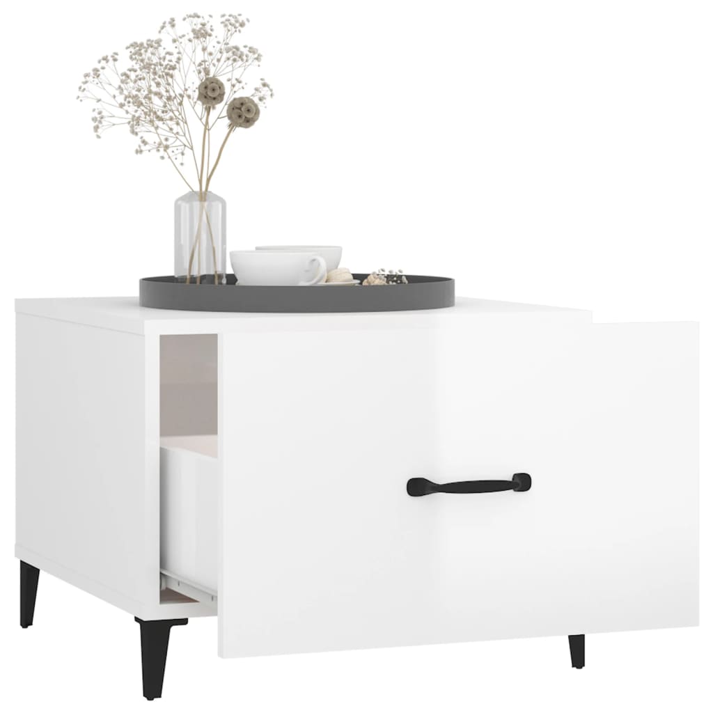 Table basse avec pieds en métal Blanc brillant 50x50x40 cm - Tables basses