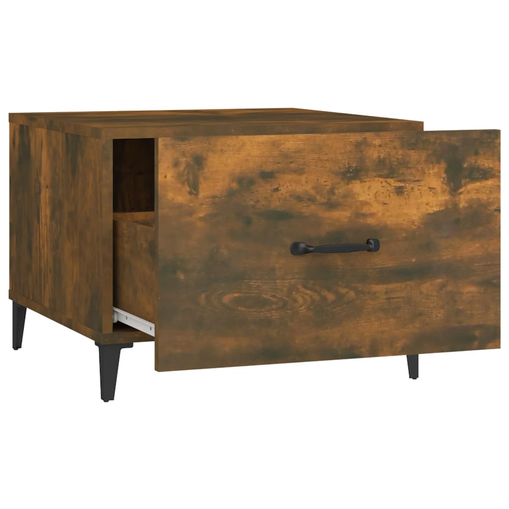 Table basse avec pieds en métal Chêne fumé 50x50x40 cm - Tables basses