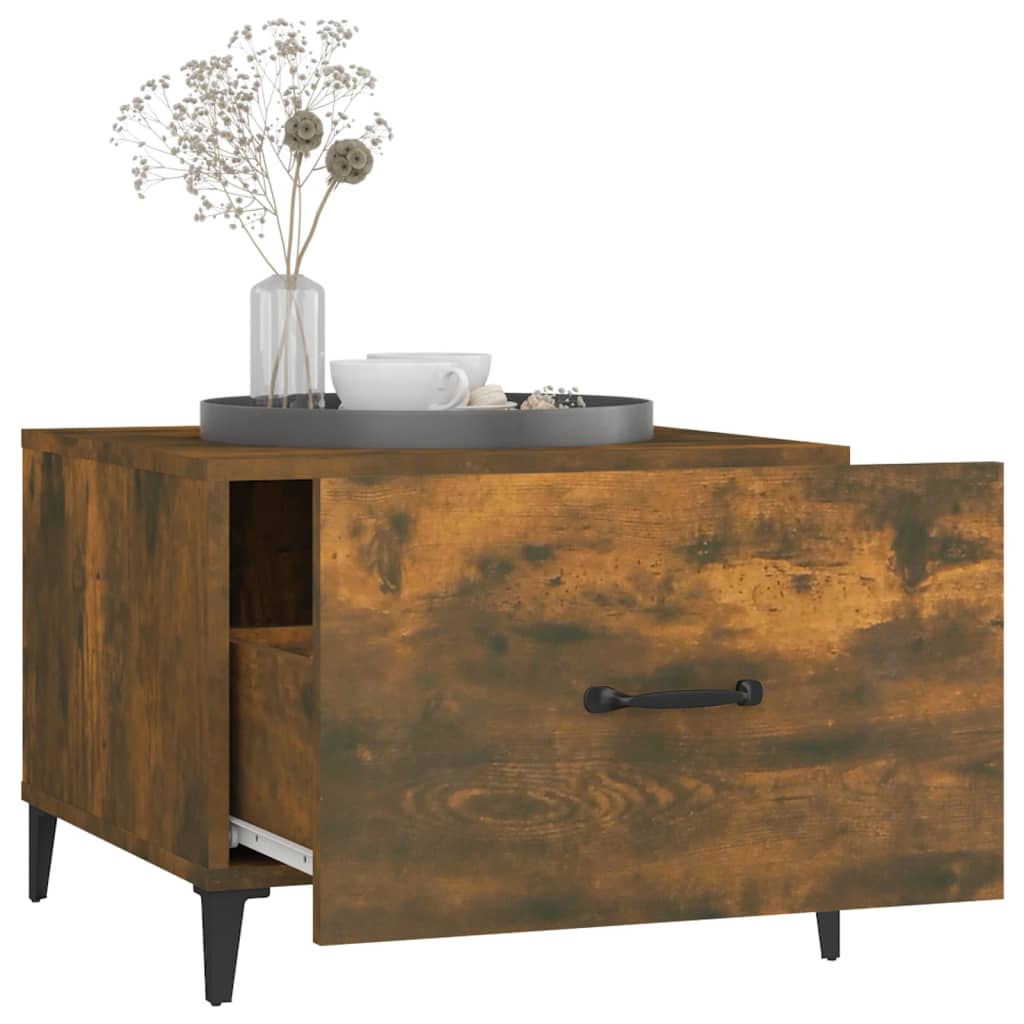 Table basse avec pieds en métal Chêne fumé 50x50x40 cm - Tables basses
