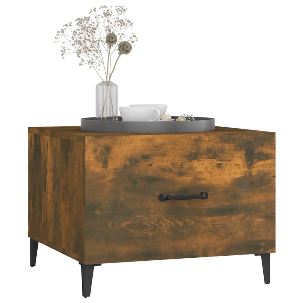 Table basse avec pieds en métal Chêne fumé 50x50x40 cm - Tables basses