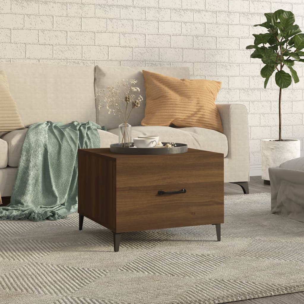 Table basse avec pieds en métal Chêne marron 50x50x40 cm - Tables basses