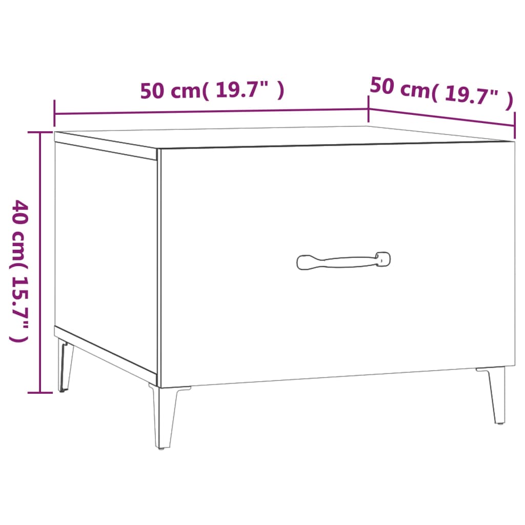 Table basse avec pieds en métal Chêne marron 50x50x40 cm - Tables basses