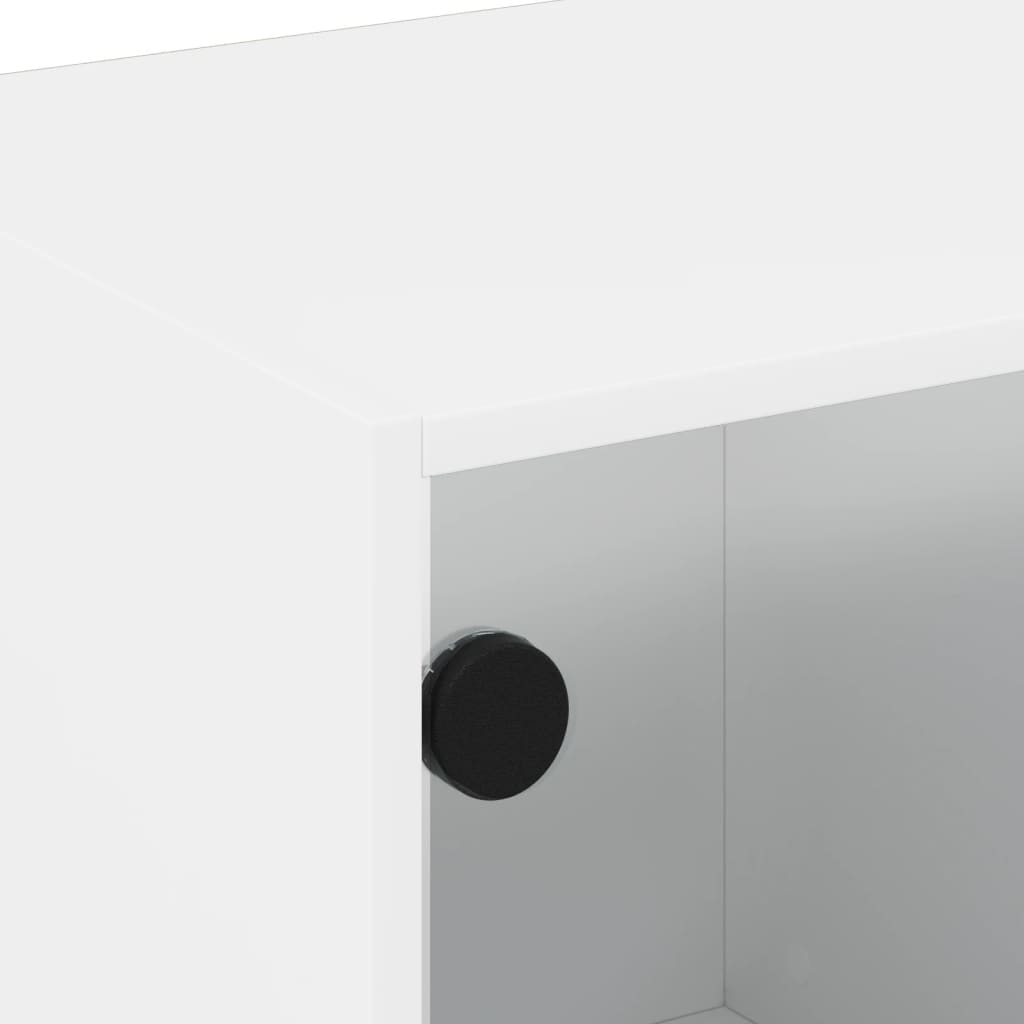 Table basse avec portes en verre blanc 68x50x42 cm - Tables basses