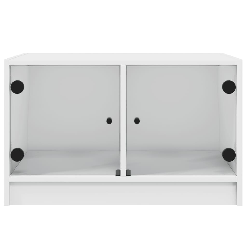 Table basse avec portes en verre blanc 68x50x42 cm - Tables basses