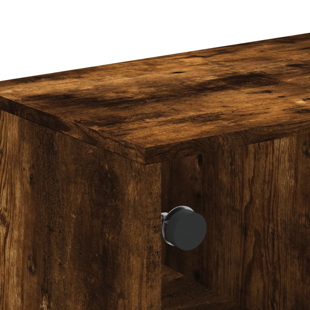 Table basse avec portes en verre chêne fumé 68,5x50x50 cm - Tables basses