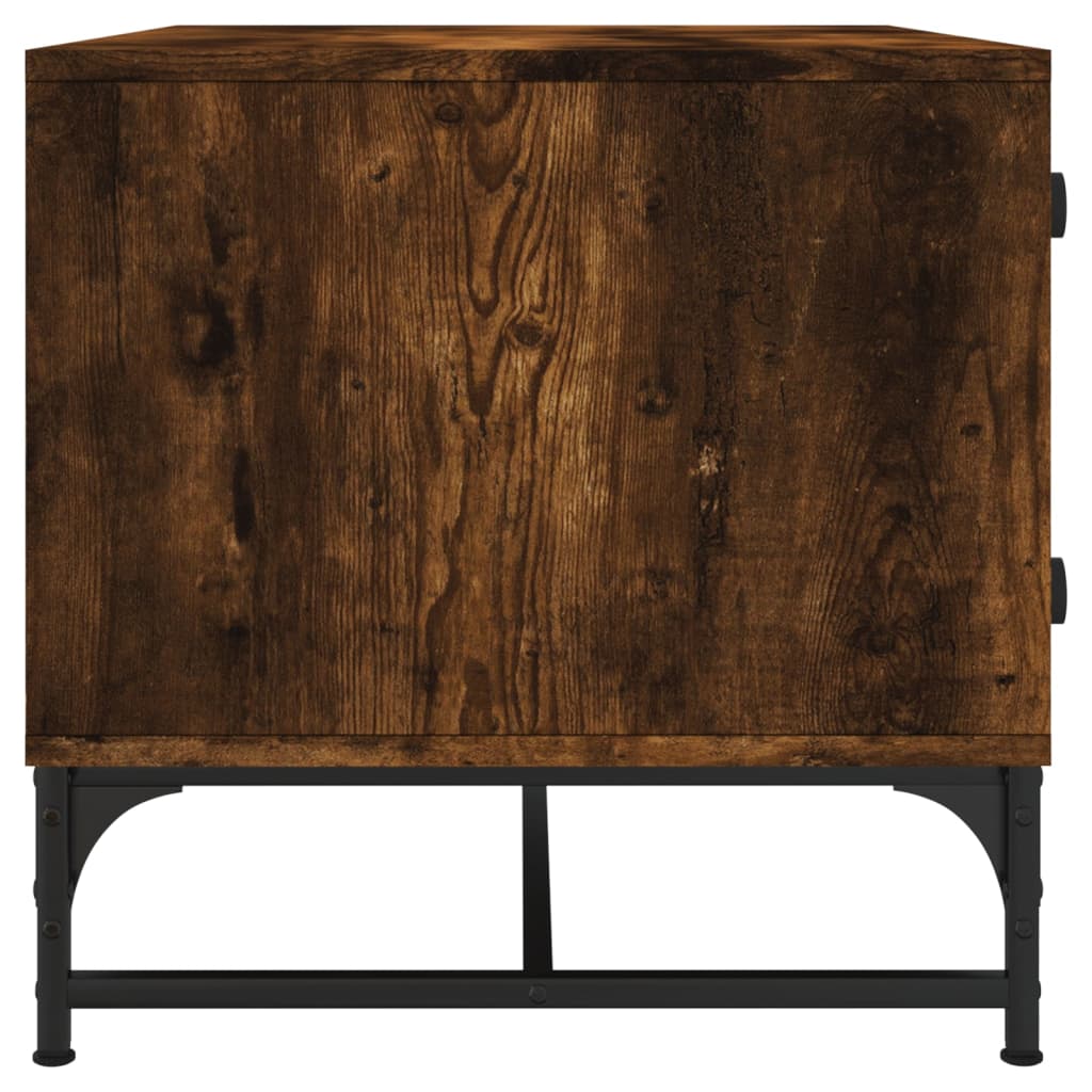 Table basse avec portes en verre chêne fumé 68,5x50x50 cm - Tables basses