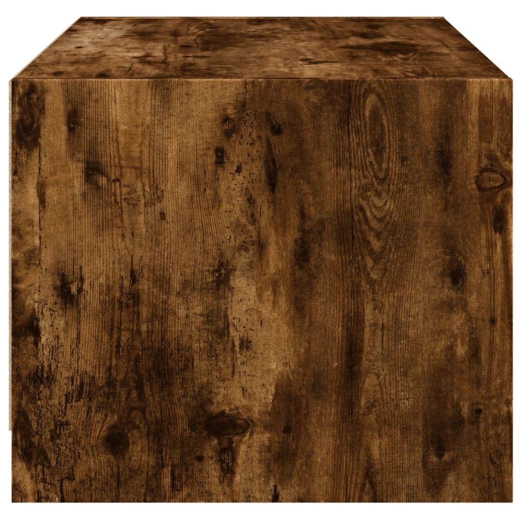 Table basse avec portes en verre chêne fumé 68x50x42 cm - Tables basses