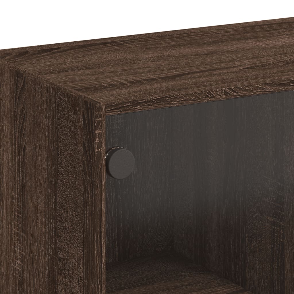 Table basse avec portes en verre chêne marron 102x50x42 cm - Tables basses