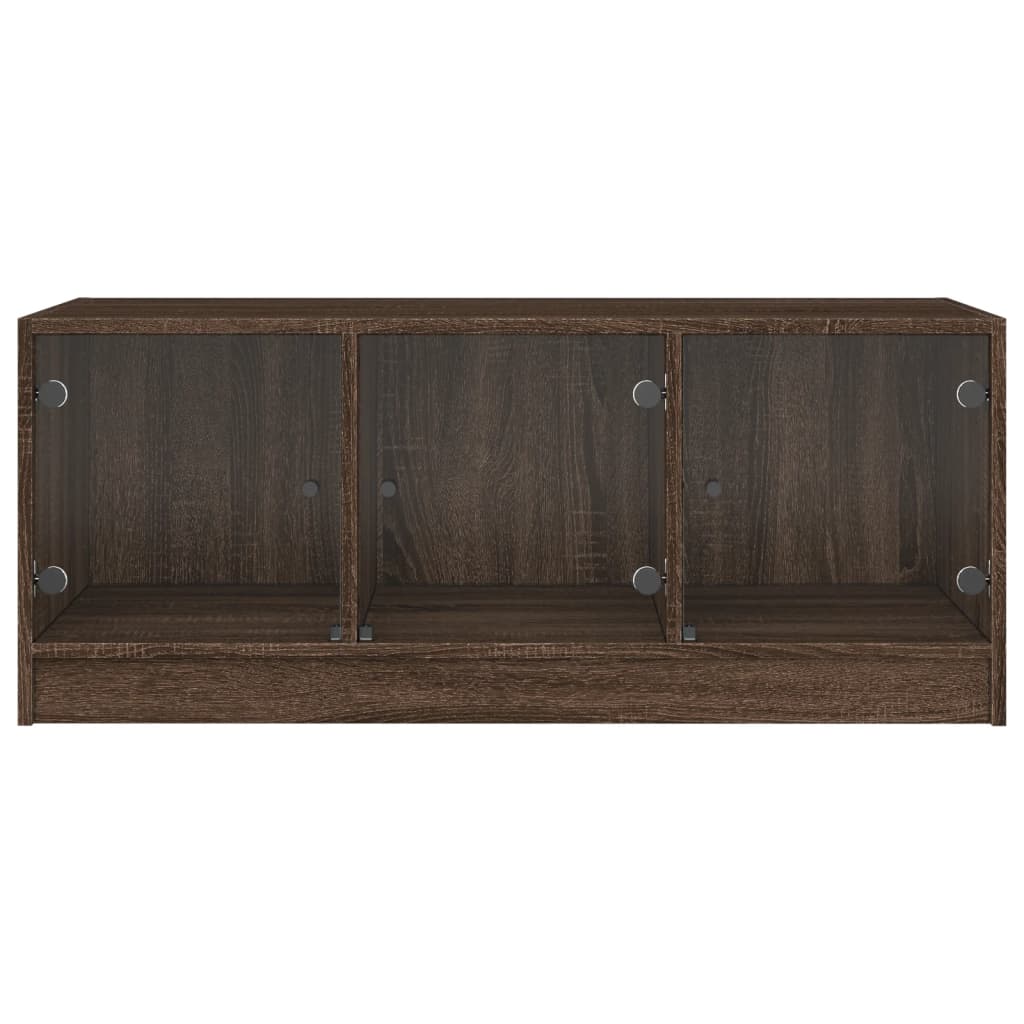 Table basse avec portes en verre chêne marron 102x50x42 cm - Tables basses