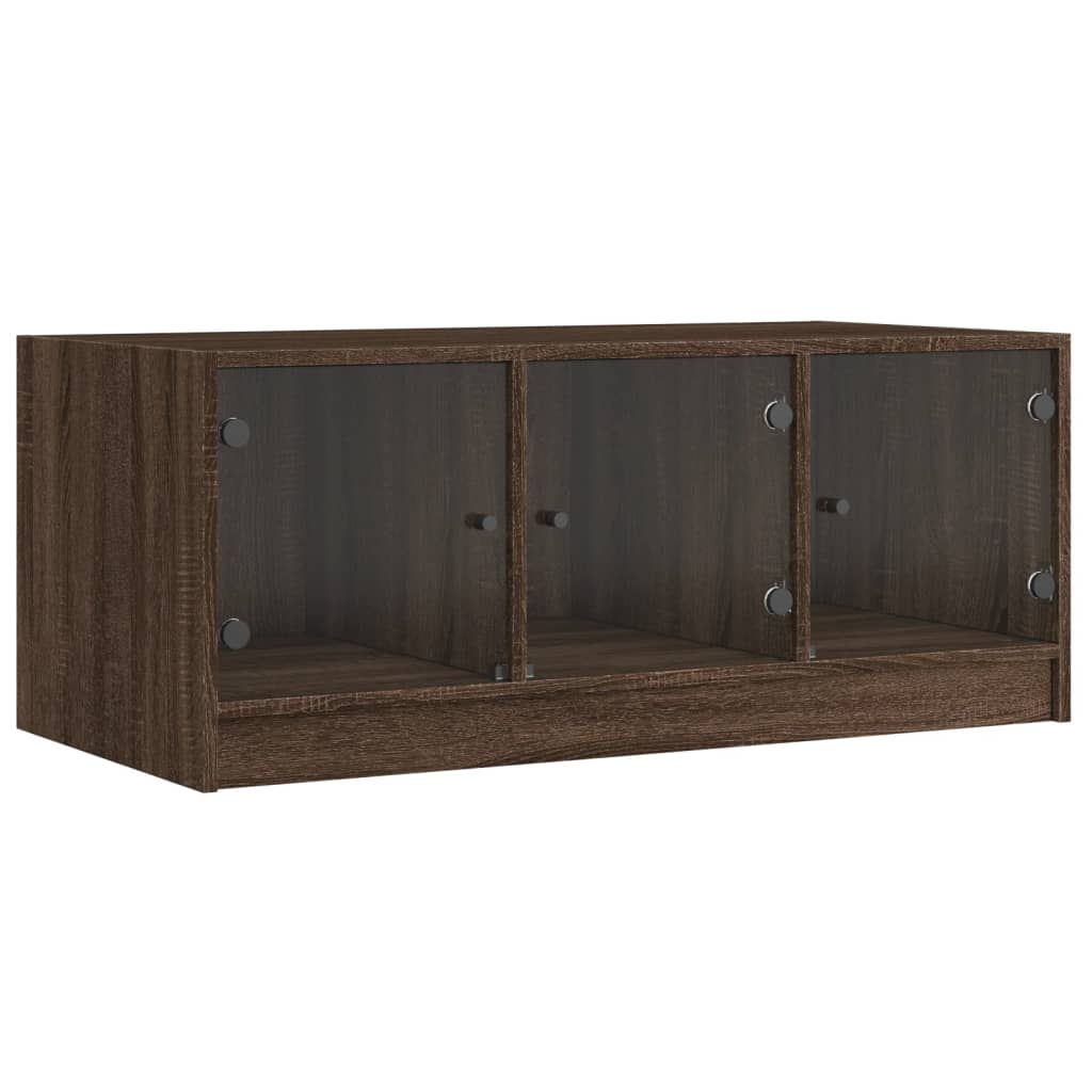 Table basse avec portes en verre chêne marron 102x50x42 cm - Tables basses