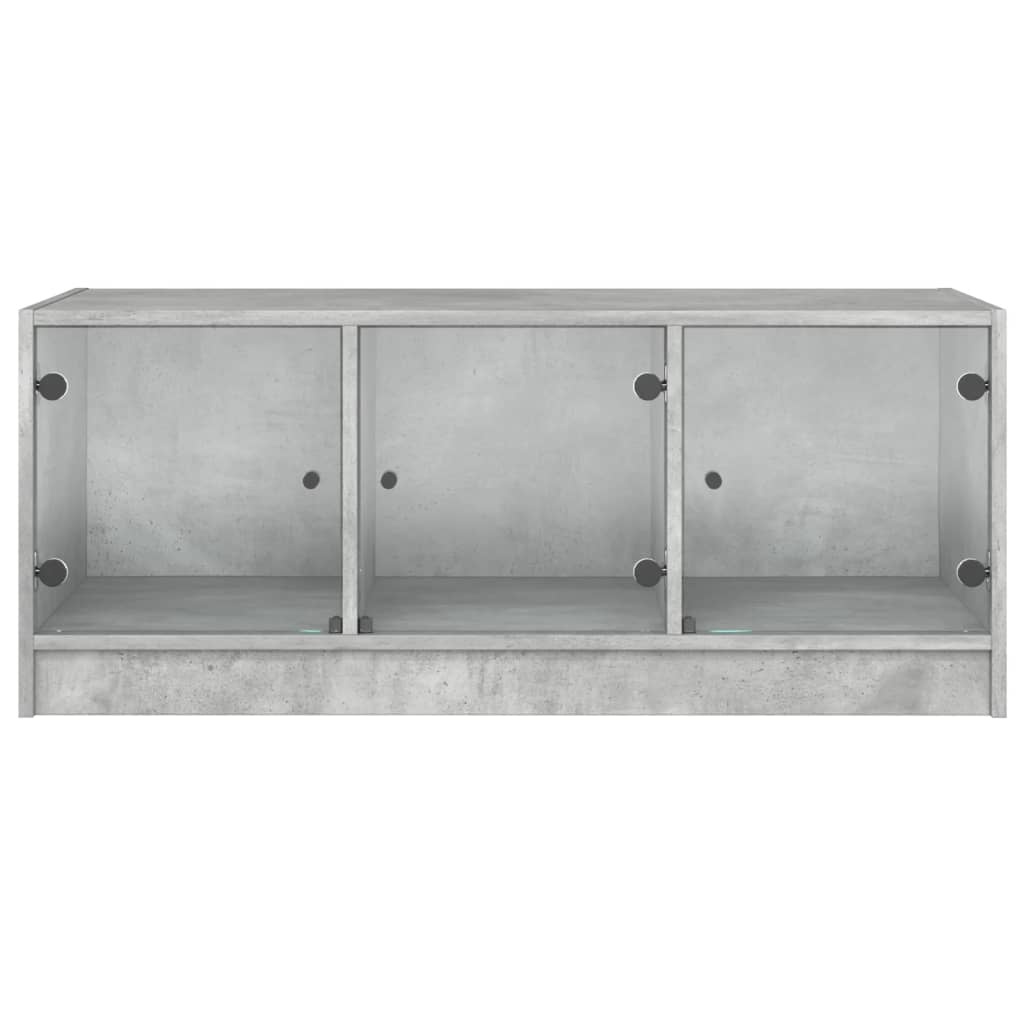 Table basse avec portes en verre gris béton 102x50x42 cm - Tables basses