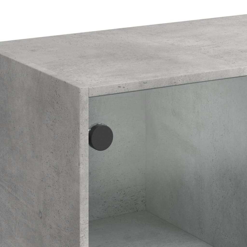 Table basse avec portes en verre gris béton 102x50x42 cm - Tables basses