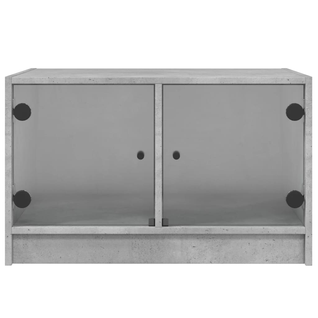Table basse avec portes en verre gris béton 68x50x42 cm - Tables basses