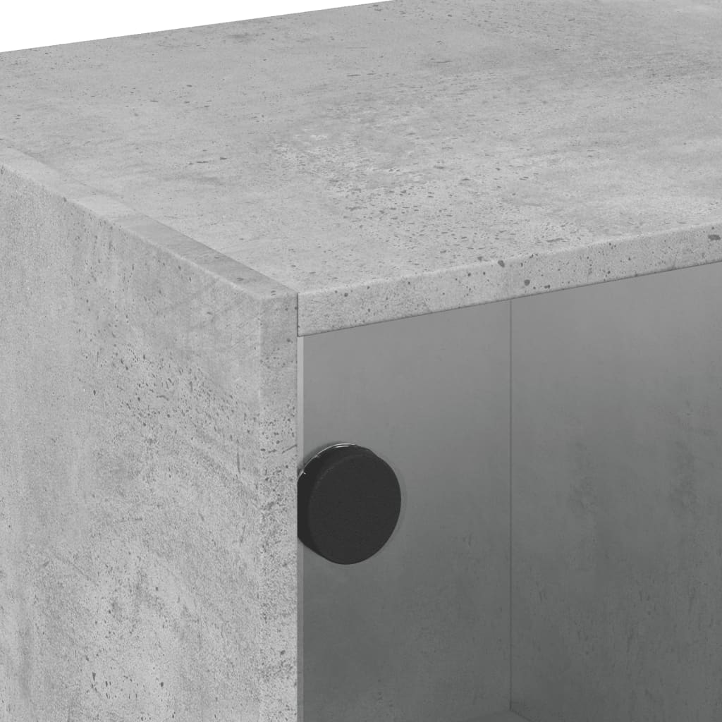 Table basse avec portes en verre gris béton 68x50x42 cm - Tables basses