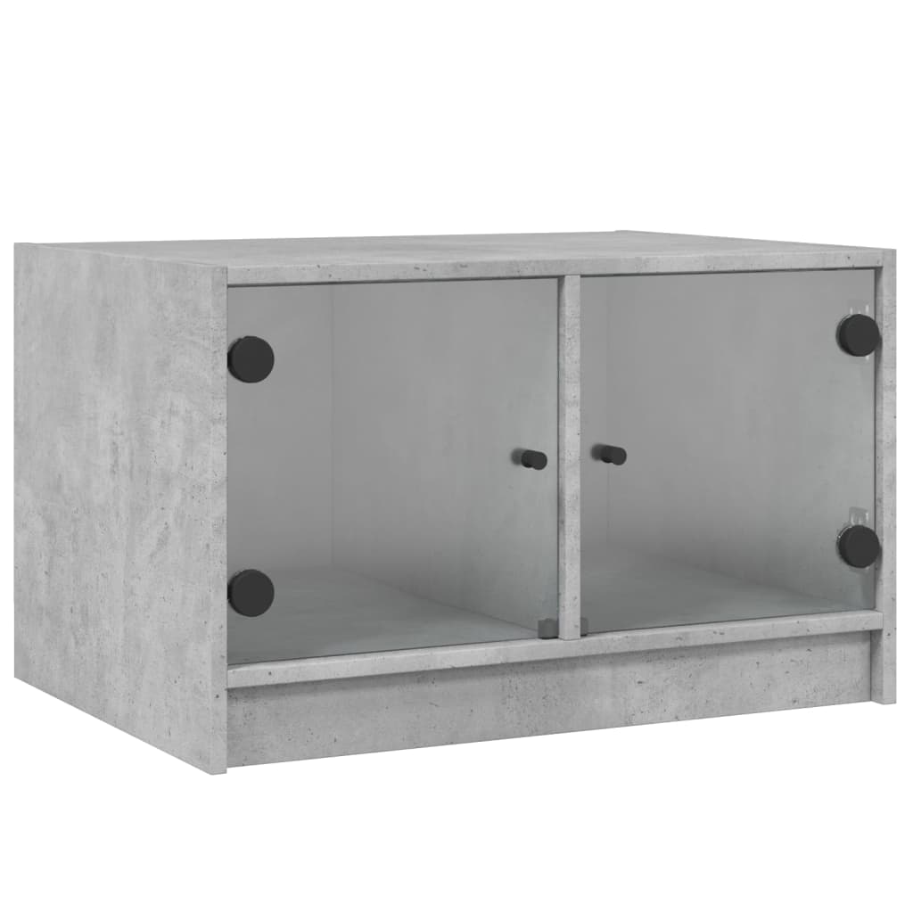 Table basse avec portes en verre gris béton 68x50x42 cm - Tables basses