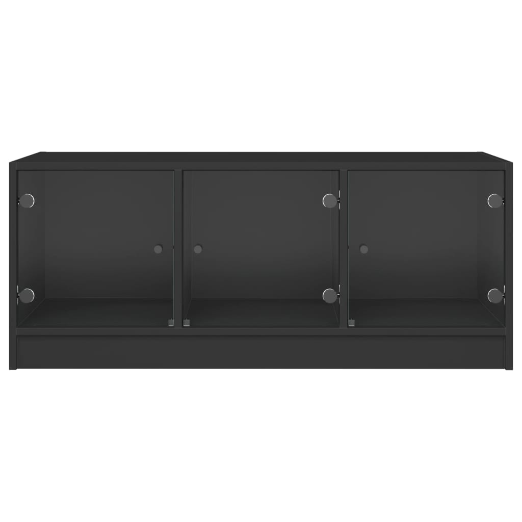 Table basse avec portes en verre noir 102x50x42 cm - Tables basses