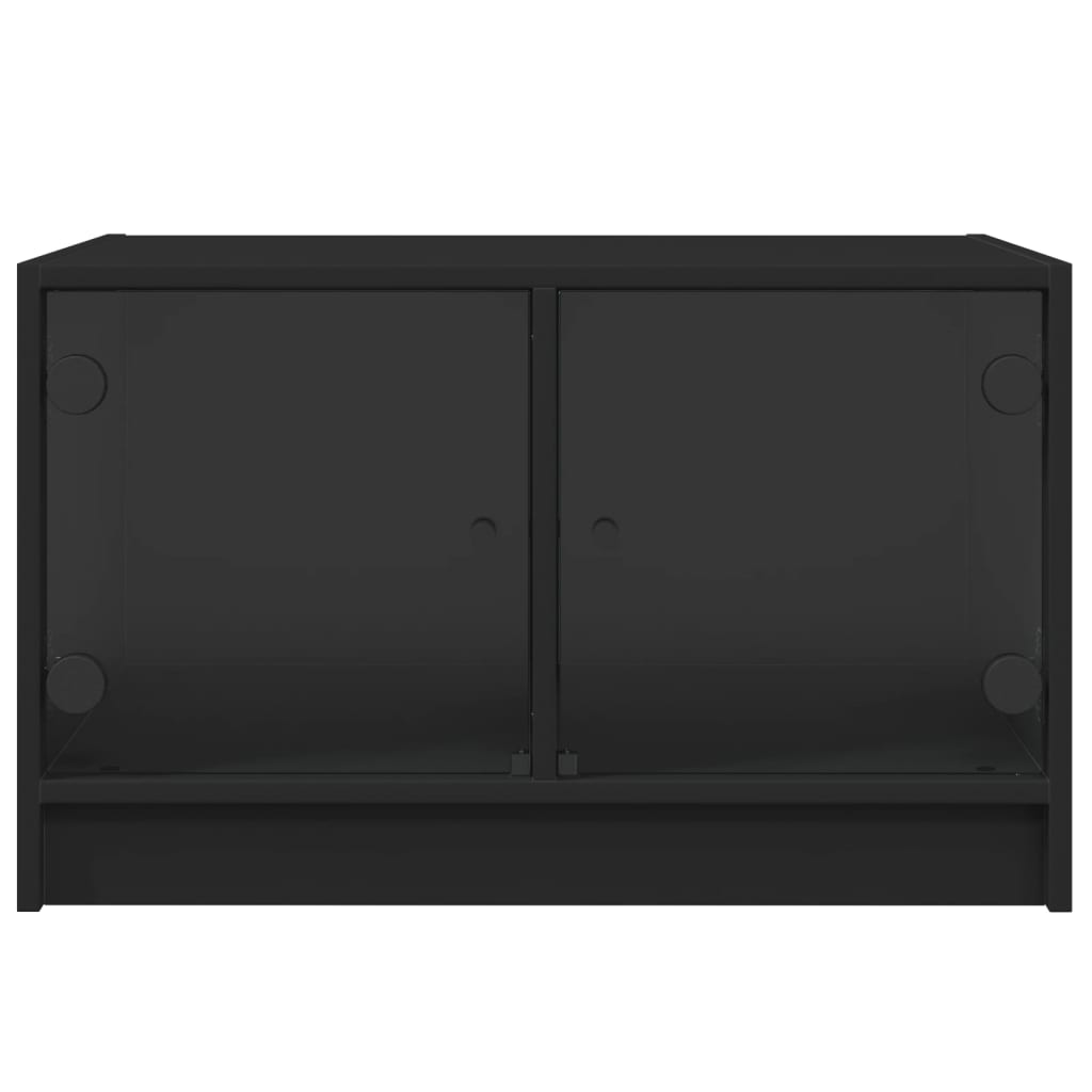 Table basse avec portes en verre noir 68x50x42 cm - Tables basses