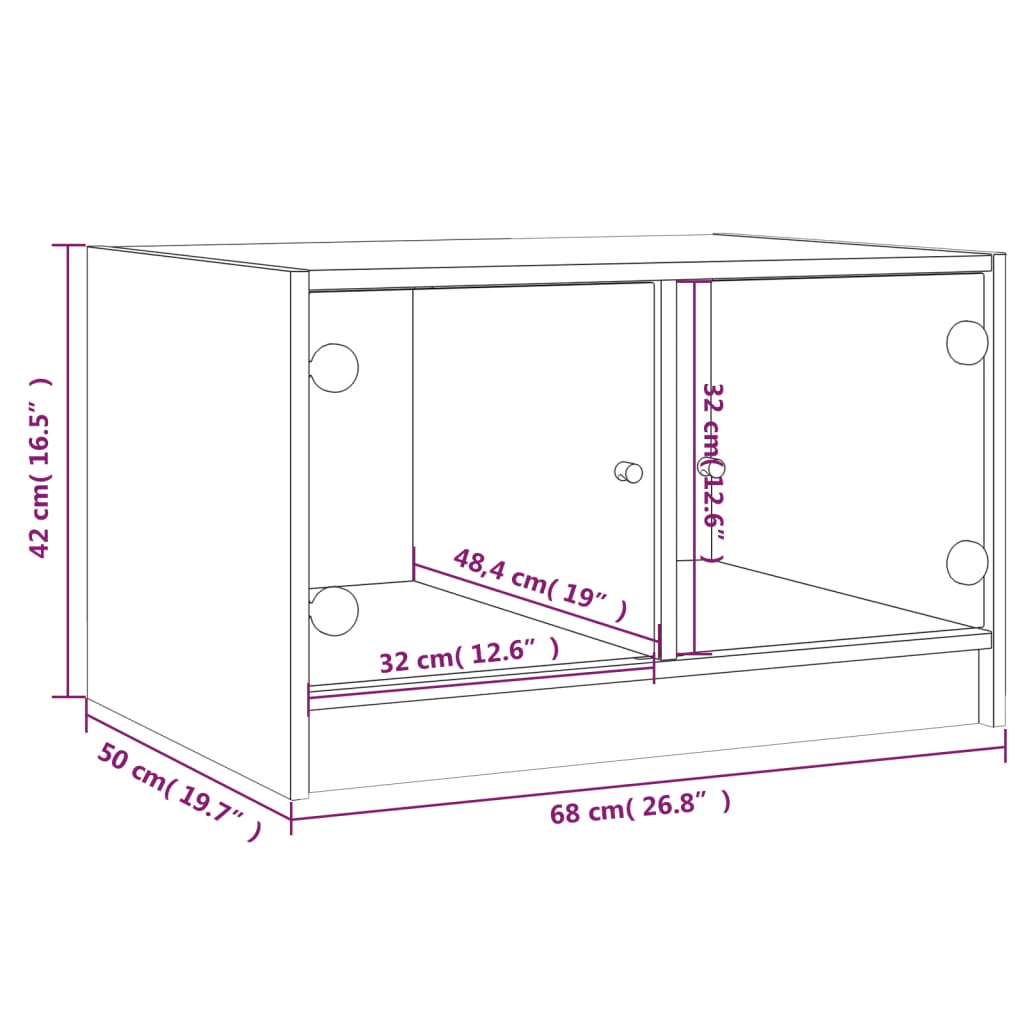 Table basse avec portes en verre noir 68x50x42 cm - Tables basses