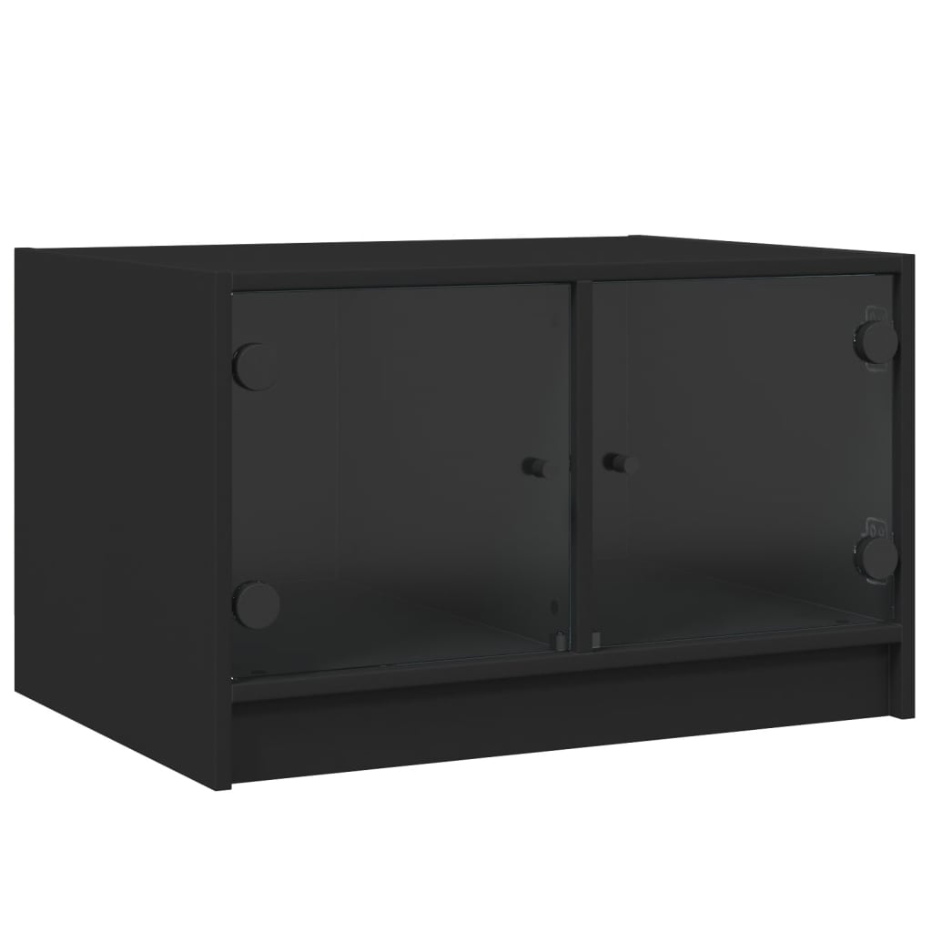 Table basse avec portes en verre noir 68x50x42 cm - Tables basses