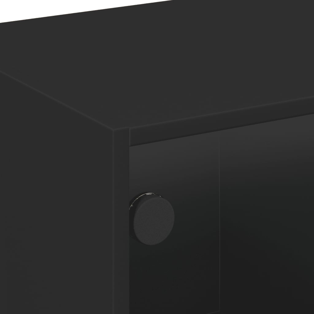 Table basse avec portes en verre noir 68x50x42 cm - Tables basses