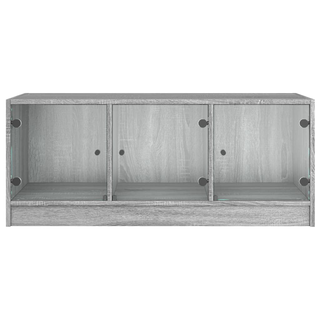 Table basse avec portes en verre sonoma gris 102x50x42 cm - Tables basses