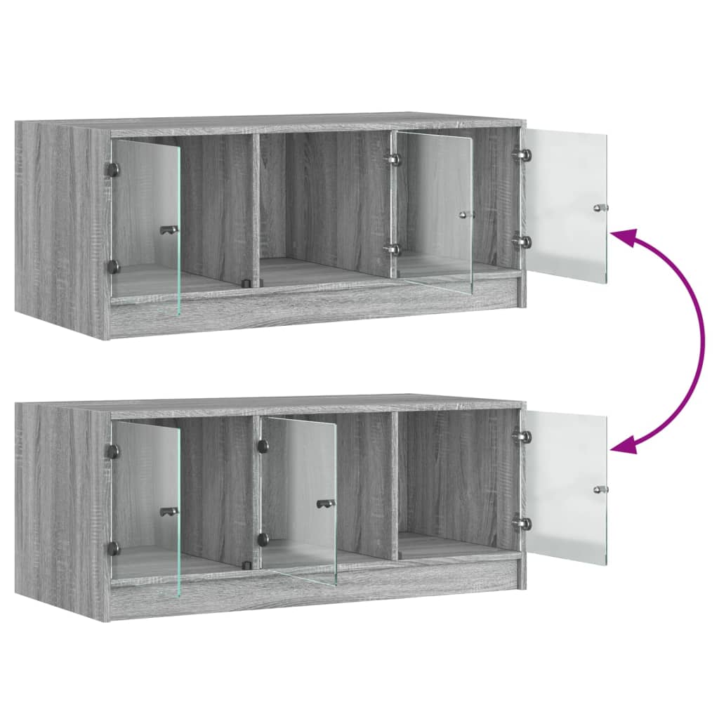 Table basse avec portes en verre sonoma gris 102x50x42 cm - Tables basses