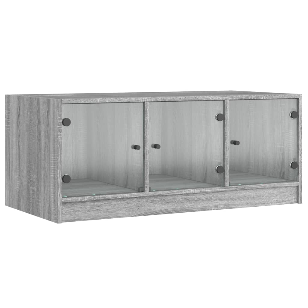 Table basse avec portes en verre sonoma gris 102x50x42 cm - Tables basses