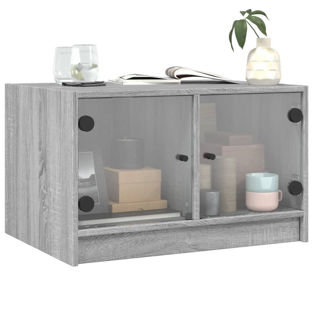 Table basse avec portes en verre sonoma gris 68x50x42 cm - Tables basses