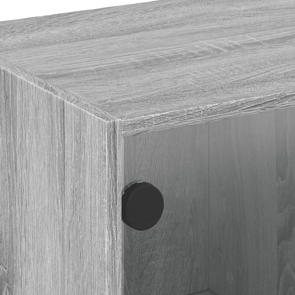 Table basse avec portes en verre sonoma gris 68x50x42 cm - Tables basses