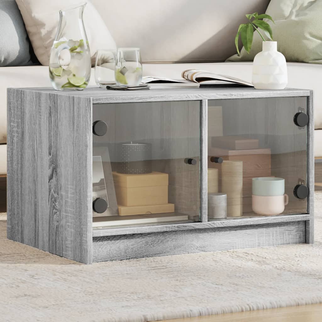 Table basse avec portes en verre sonoma gris 68x50x42 cm - Tables basses