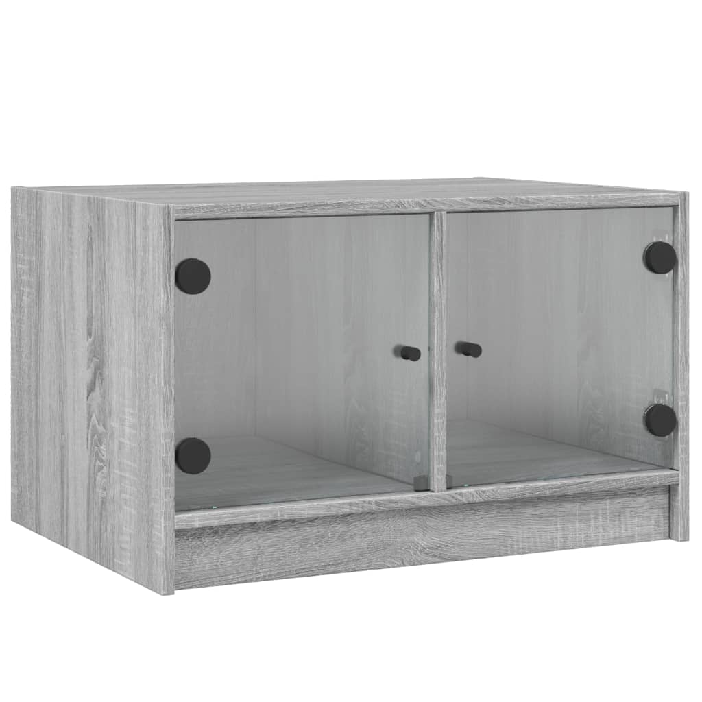 Table basse avec portes en verre sonoma gris 68x50x42 cm - Tables basses