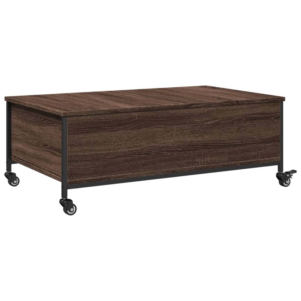 Table basse avec roulettes chêne marron bois d’ingénierie - Tables basses