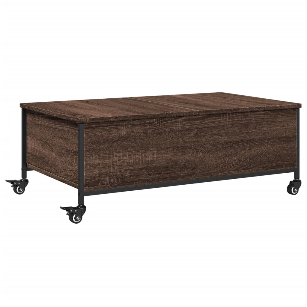 Table basse avec roulettes chêne marron bois d’ingénierie - Tables basses