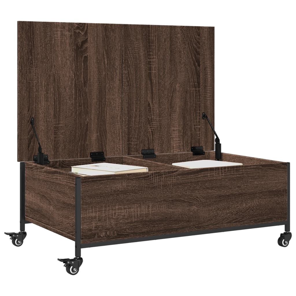 Table basse avec roulettes chêne marron bois d’ingénierie - Tables basses