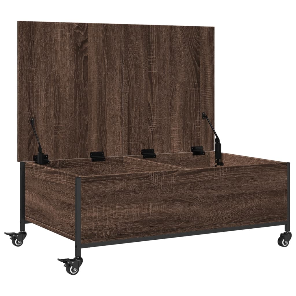 Table basse avec roulettes chêne marron bois d’ingénierie - Tables basses