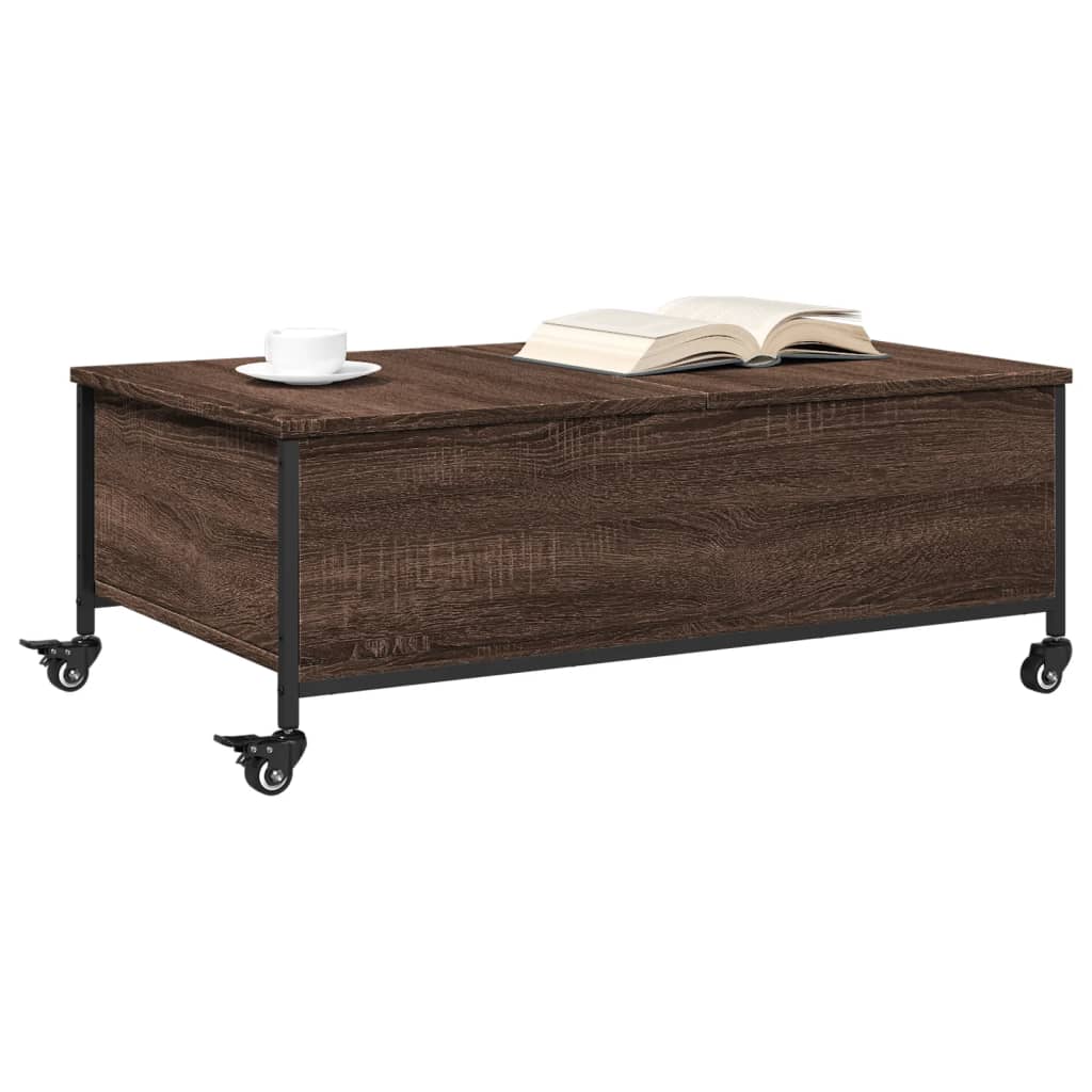 Table basse avec roulettes chêne marron bois d’ingénierie - Tables basses