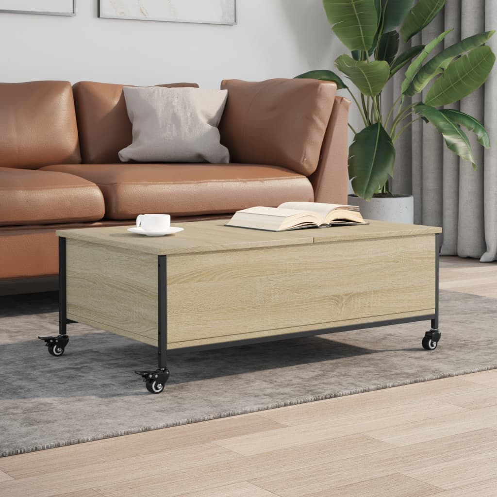 Table basse avec roulettes chêne sonoma bois d’ingénierie - Tables basses