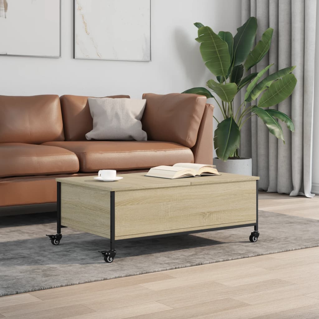 Table basse avec roulettes chêne sonoma bois d’ingénierie - Tables basses