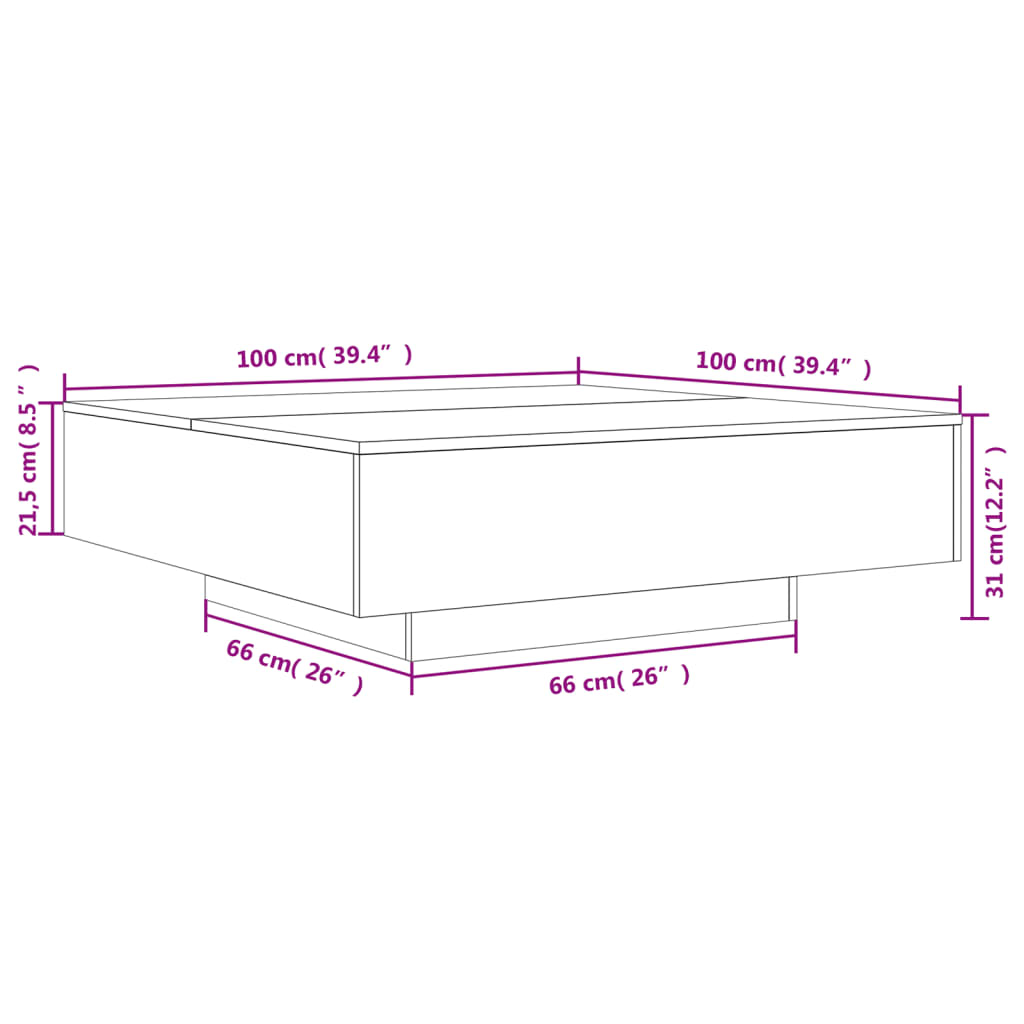 Table basse blanc 100x100x31 cm bois d’ingénierie - Tables basses