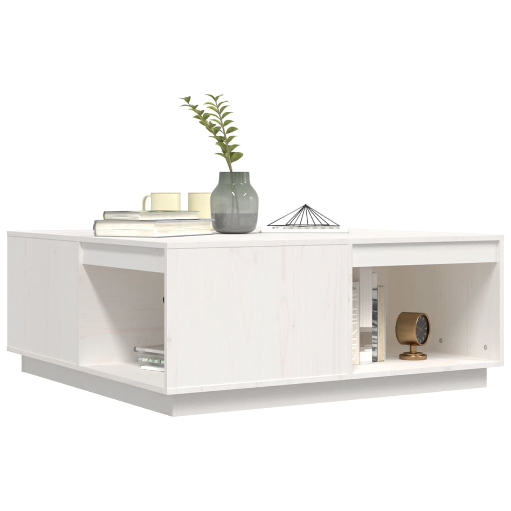 Table basse Blanc 100x101x40,5 cm Bois massif de pin - Tables basses