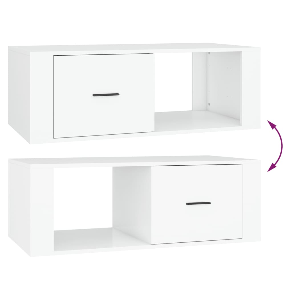 Table basse Blanc 100x50,5x35 cm Bois d’ingénierie - Tables basses
