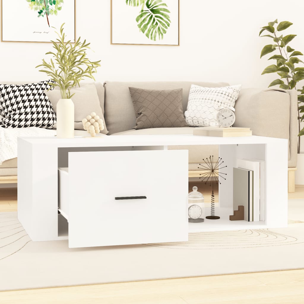 Table basse Blanc 100x50,5x35 cm Bois d’ingénierie - Tables basses