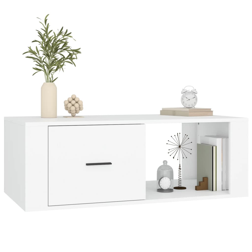 Table basse Blanc 100x50,5x35 cm Bois d’ingénierie - Tables basses