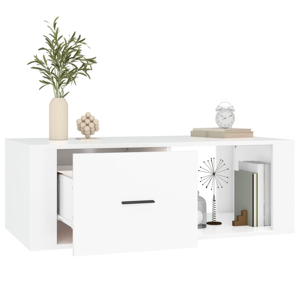 Table basse Blanc 100x50,5x35 cm Bois d’ingénierie - Tables basses