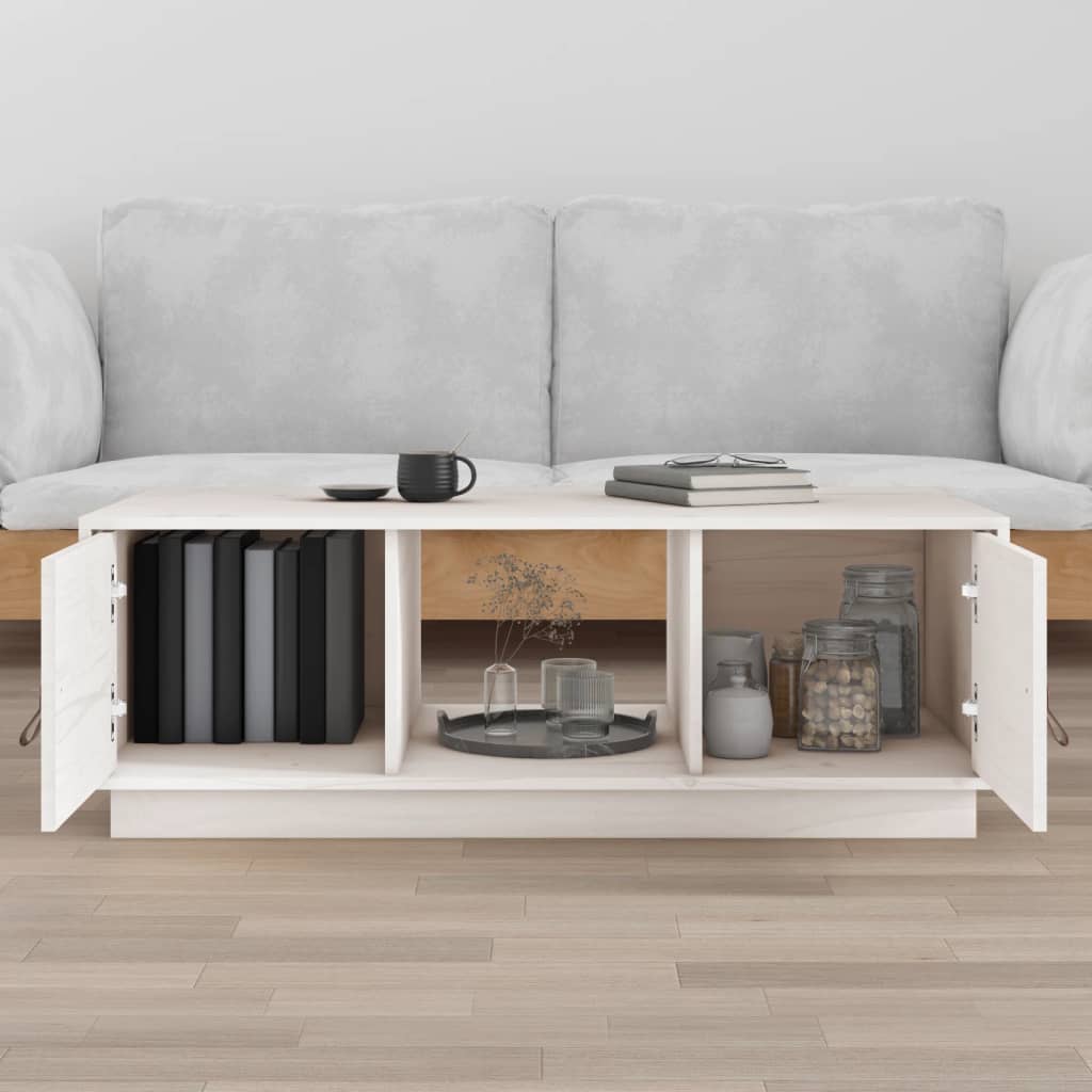 Table basse Blanc 100x50x35 cm Bois massif de pin - Tables basses
