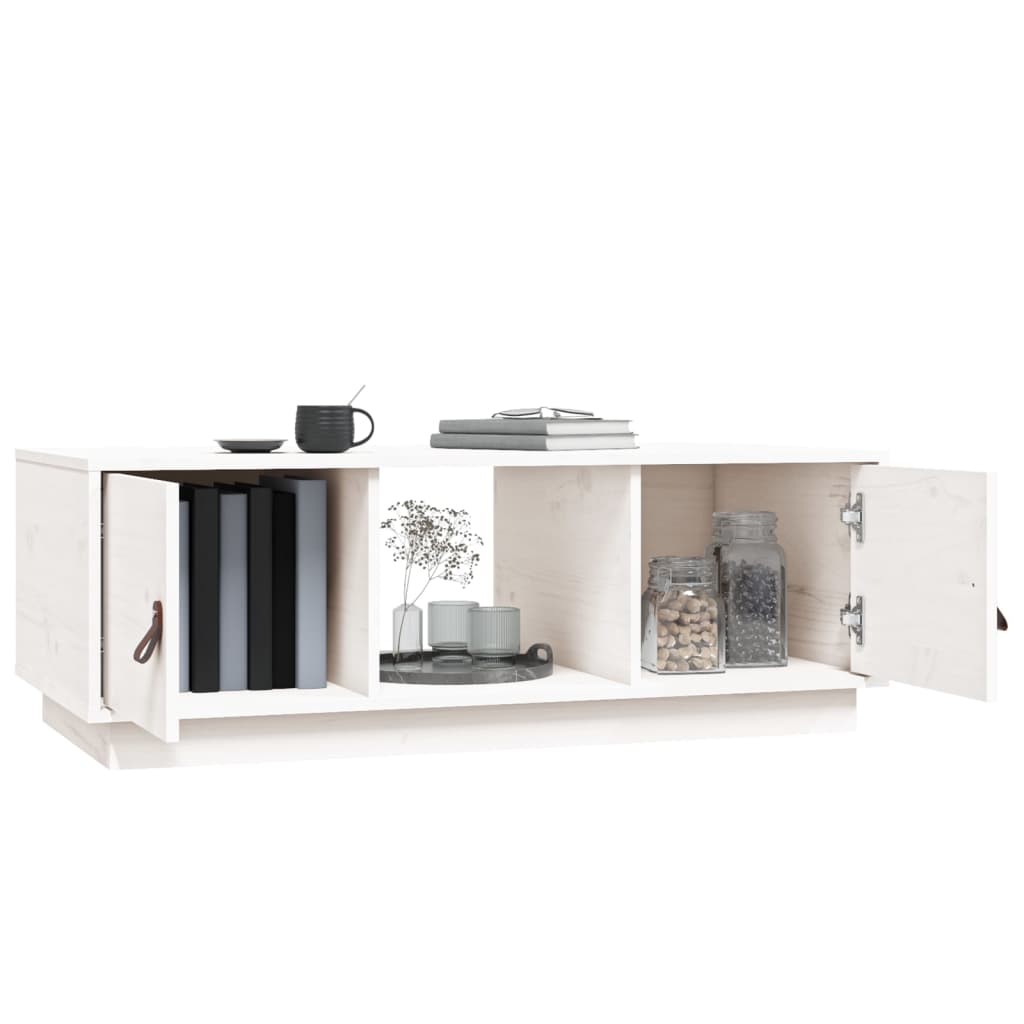 Table basse Blanc 100x50x35 cm Bois massif de pin - Tables basses
