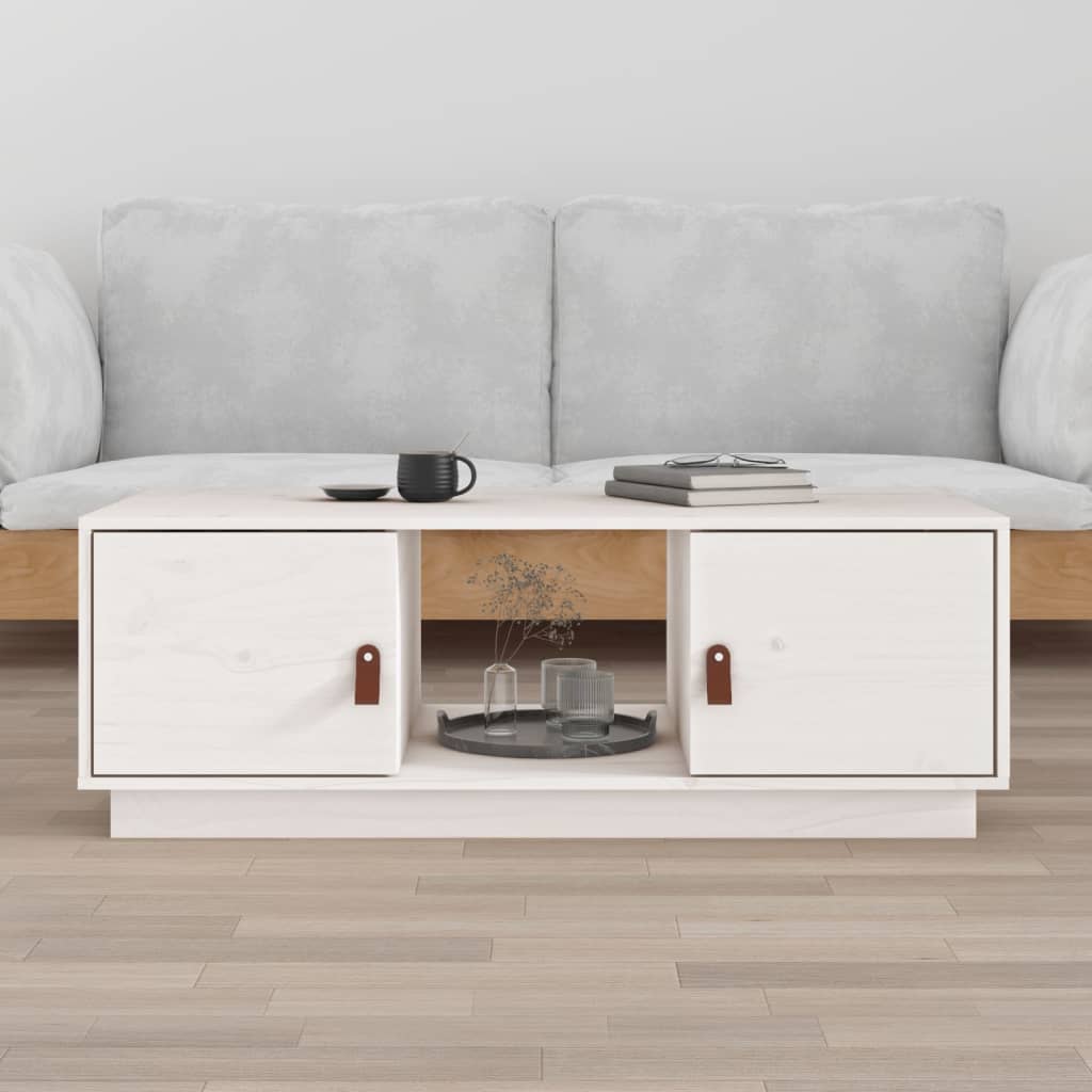 Table basse Blanc 100x50x35 cm Bois massif de pin - Tables basses