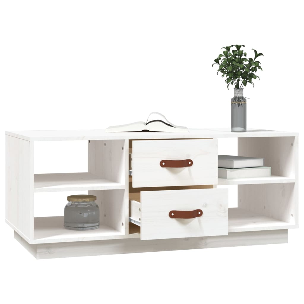 Table basse Blanc 100x50x41 cm Bois massif de pin - Tables basses