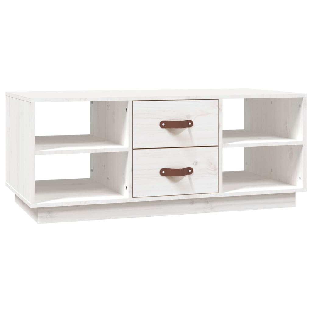 Table basse Blanc 100x50x41 cm Bois massif de pin - Tables basses
